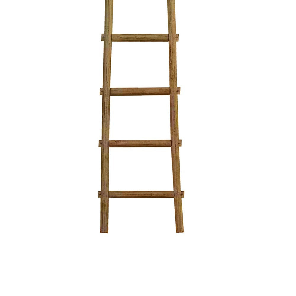 Transitional Style Wooden Decor Ladder with 6 Steps Brown By Casagear Home BM210392