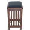 24’’ Slatted Design Barstool with Leatherette Seat Oak Brown By Casagear Home BM210426