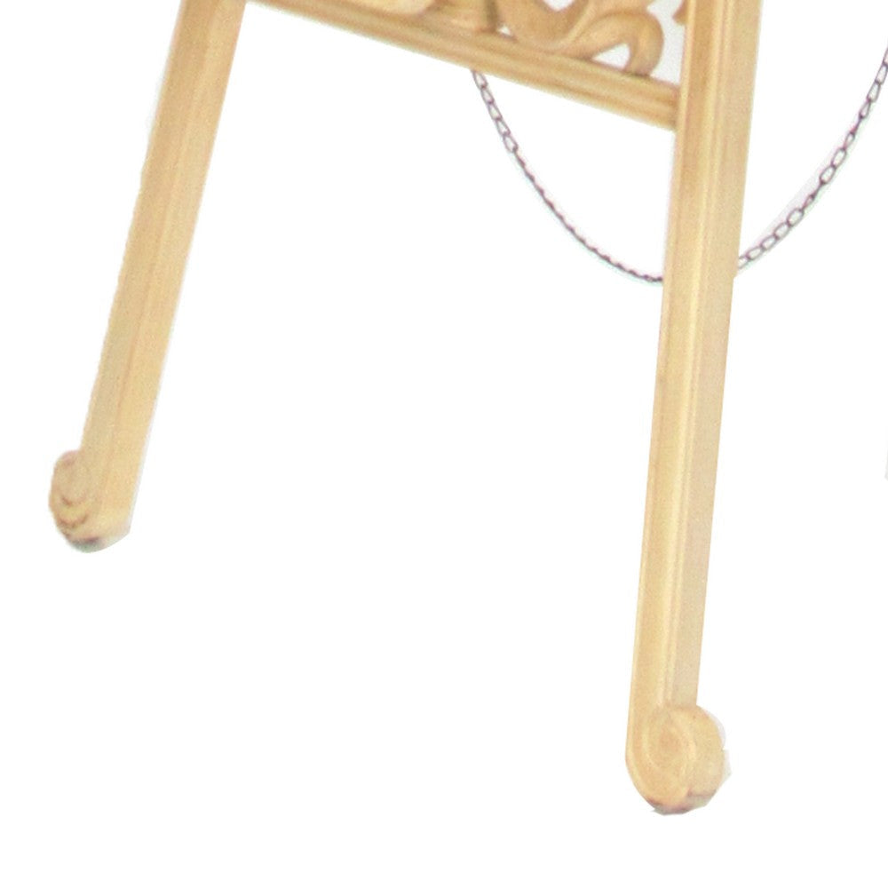 Traditional Style Wooden Easel with Scrollwork Details Antique White By Casagear Home BM210460