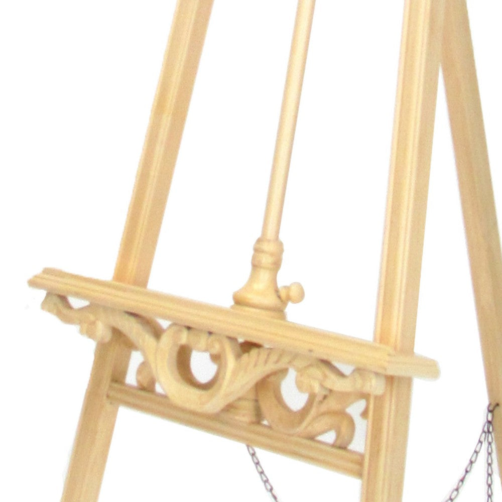 Traditional Style Wooden Easel with Scrollwork Details Antique White By Casagear Home BM210460