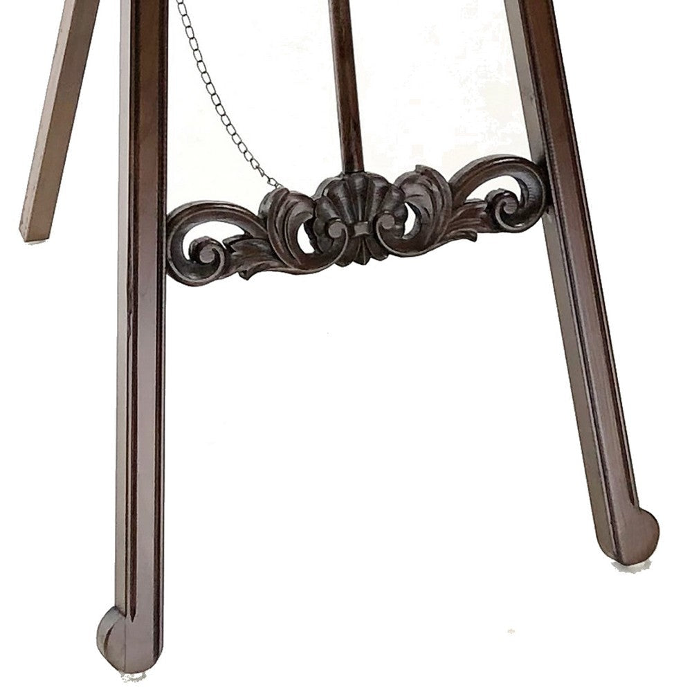 65’ Traditional Style Scrollwork Wooden Easel Dark Brown By Casagear Home BM210461