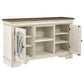 2 Cabinet Wooden TV Stand with Adjustable Shelves Large White and Brown By Casagear Home BM210626