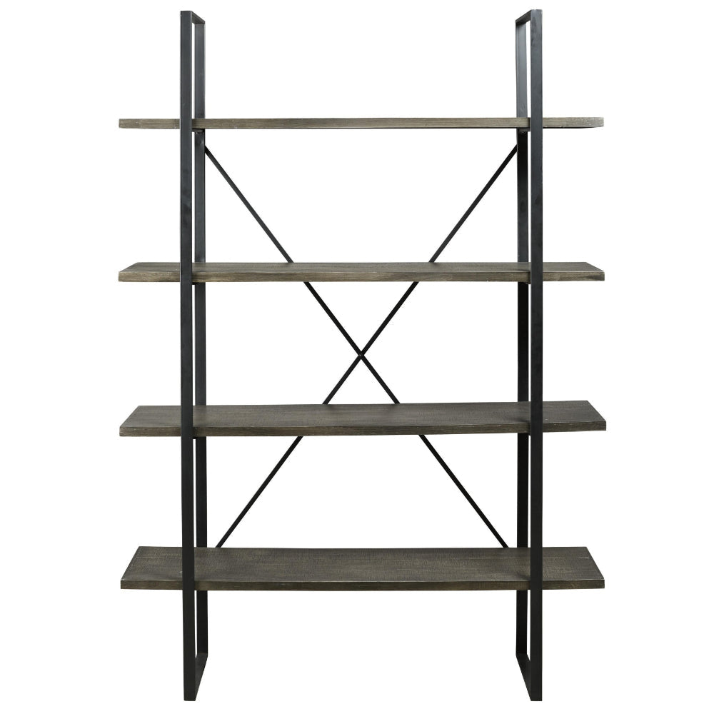 72’ 4-Tier Bookcase with X-Back Support Black and Gray By Casagear Home BM210645