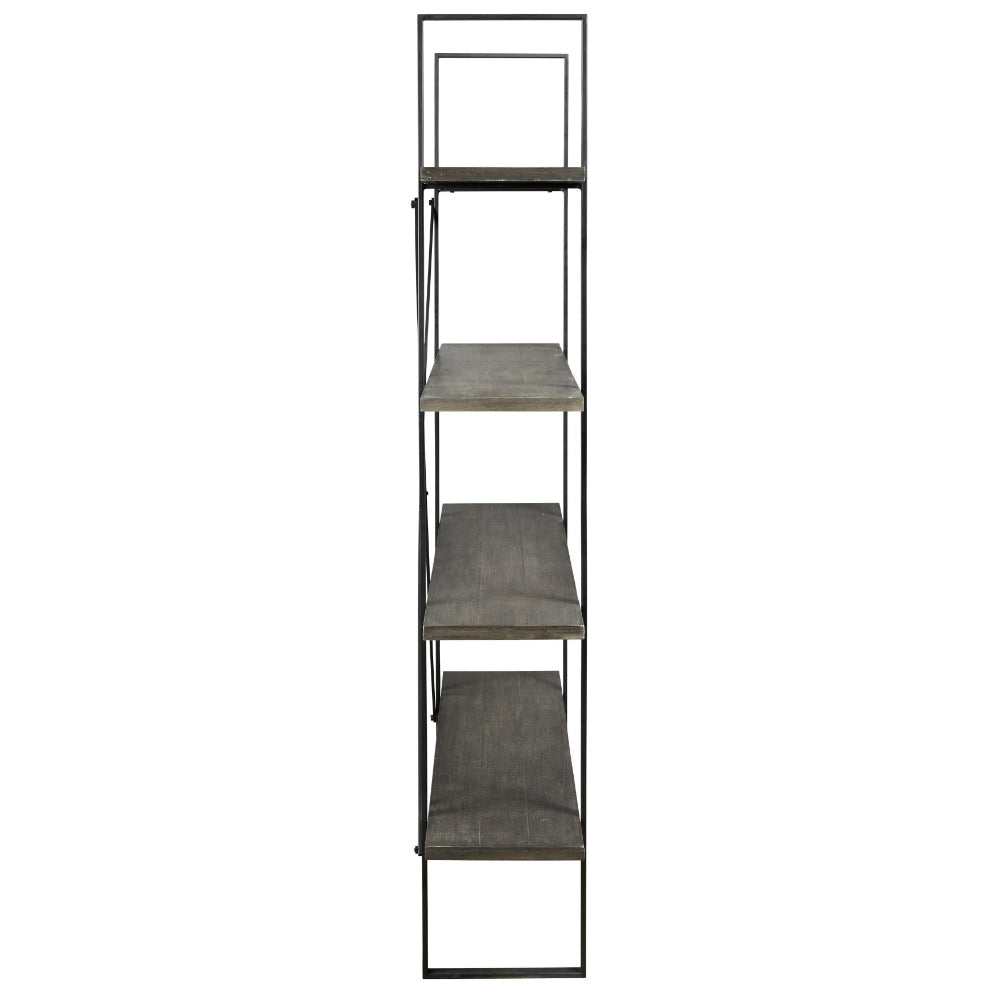 72’ 4-Tier Bookcase with X-Back Support Black and Gray By Casagear Home BM210645