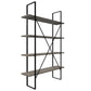 72’ 4-Tier Bookcase with X-Back Support Black and Gray By Casagear Home BM210645