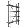 72’ 4-Tier Bookcase with X-Back Support Black and Gray By Casagear Home BM210645