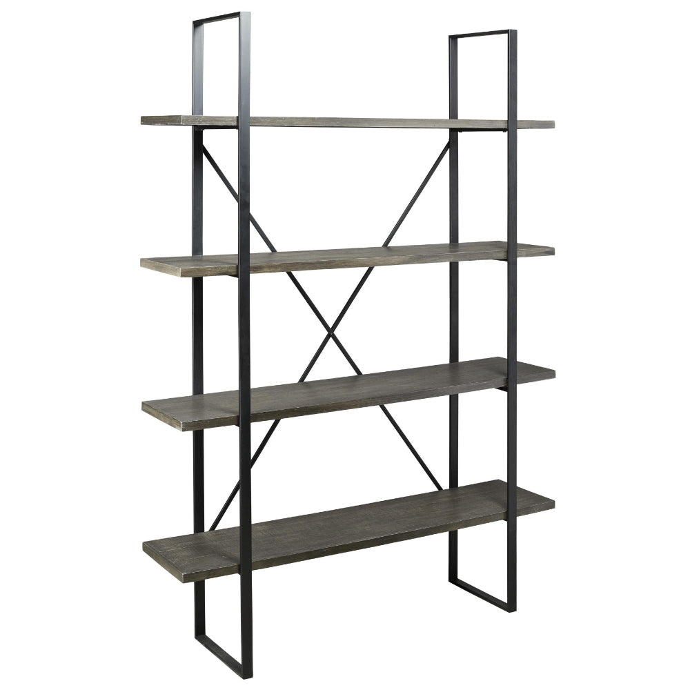 72’ 4-Tier Bookcase with X-Back Support Black and Gray By Casagear Home BM210645