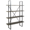 72’ 4-Tier Bookcase with X-Back Support Black and Gray By Casagear Home BM210645