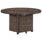 48 Inches Round Fire Pit Table with Handwoven Resin Wicker, Brown By Casagear Home