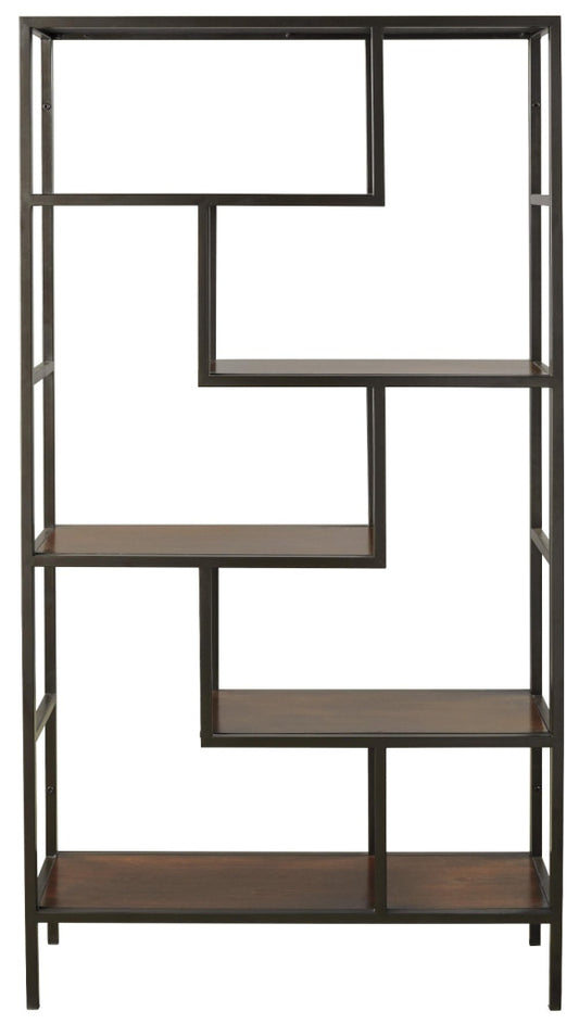 70’’ 5-Shelf Metal Frame Bookcase Brown and Black By Casagear Home BM210649