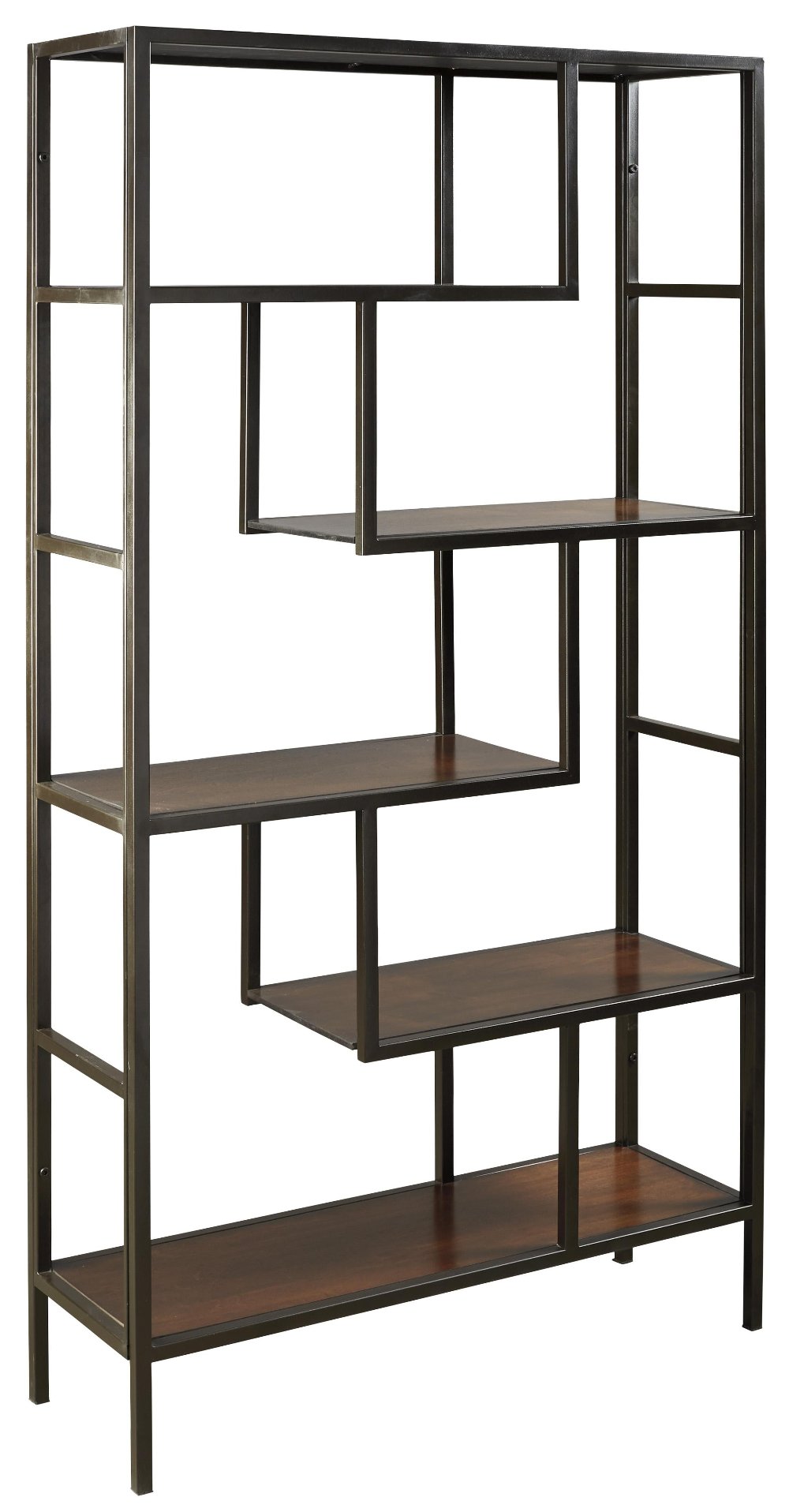 70’’ 5-Shelf Metal Frame Bookcase Brown and Black By Casagear Home BM210649