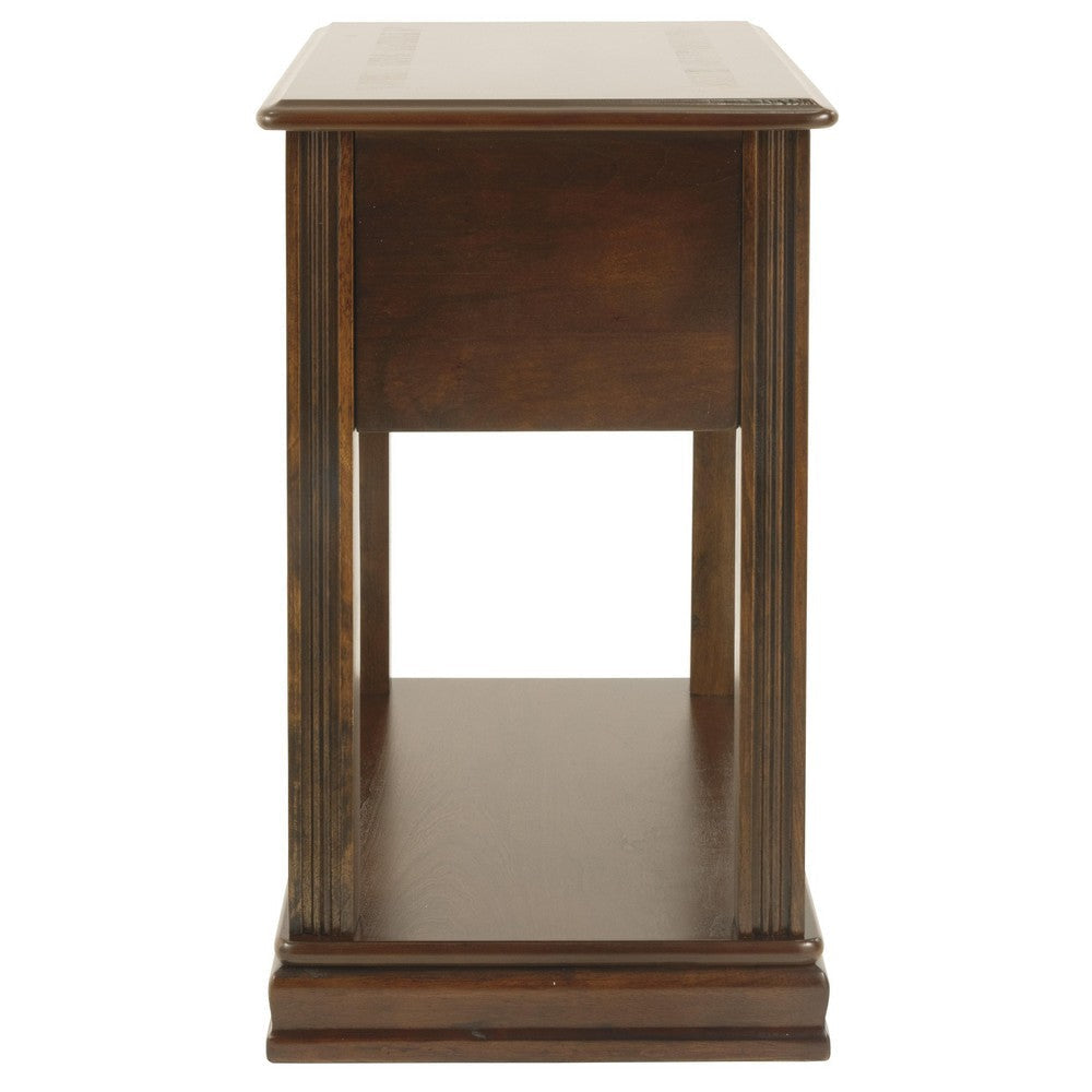 Chair Side End Table with 1 Drawer and Open Bottom Shelf Brown By Casagear Home BM210674