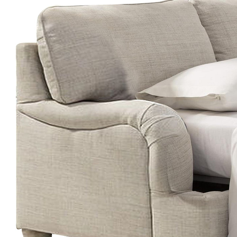 Contemporary Style Queen Sofa Sleeper with Curved Armrest Light Gray By Casagear Home BM210693