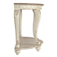 Crescent Moon Wooden Sofa Table with Engraved Details Brown and White By Casagear Home BM210700