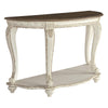 Crescent Moon Wooden Sofa Table with Engraved Details, Brown and White By Casagear Home