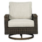 Handwoven Wicker Aluminum Swivel Lounge Chair Set of 2 Beige and Brown By Casagear Home BM210784