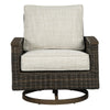 Handwoven Wicker Aluminum Swivel Lounge Chair Set of 2 Beige and Brown By Casagear Home BM210784