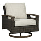 Handwoven Wicker Aluminum Swivel Lounge Chair, Set of 2, Beige and Brown By Casagear Home