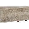 Medallion Pattern Wooden Storage Bench Hinged Opening Antique White Black By Casagear Home BM210821