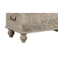 Medallion Pattern Wooden Storage Bench Hinged Opening Antique White Black By Casagear Home BM210821