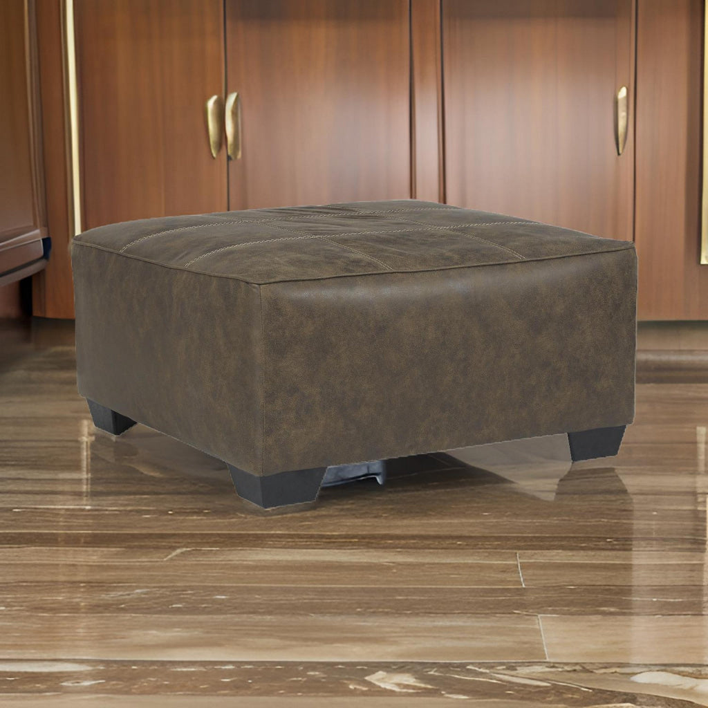 39’’ Square Stitched Oversized Ottoman Brown By Casagear Home BM210835