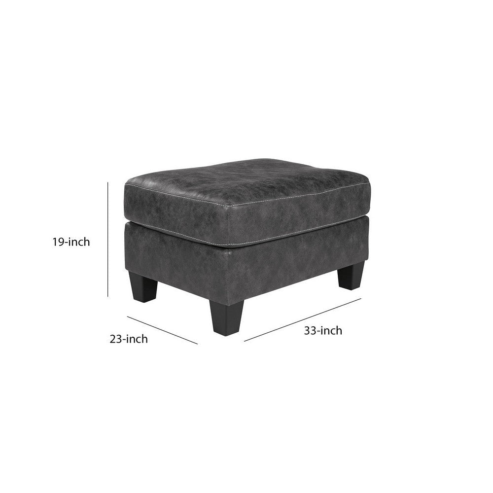 33’ Upholstered Dual Layer Ottoman with Stitching Gray By Casagear Home BM210844