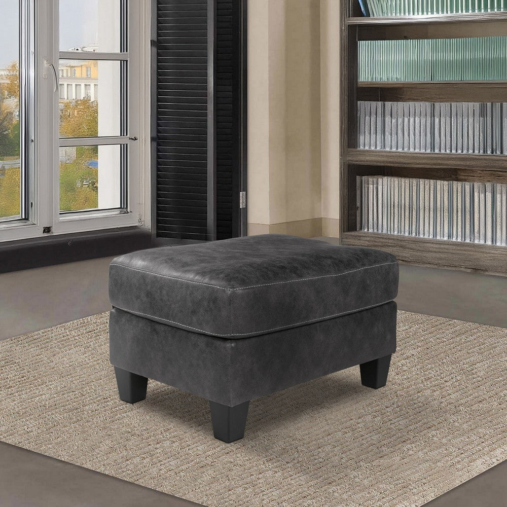 33’ Upholstered Dual Layer Ottoman with Stitching Gray By Casagear Home BM210844