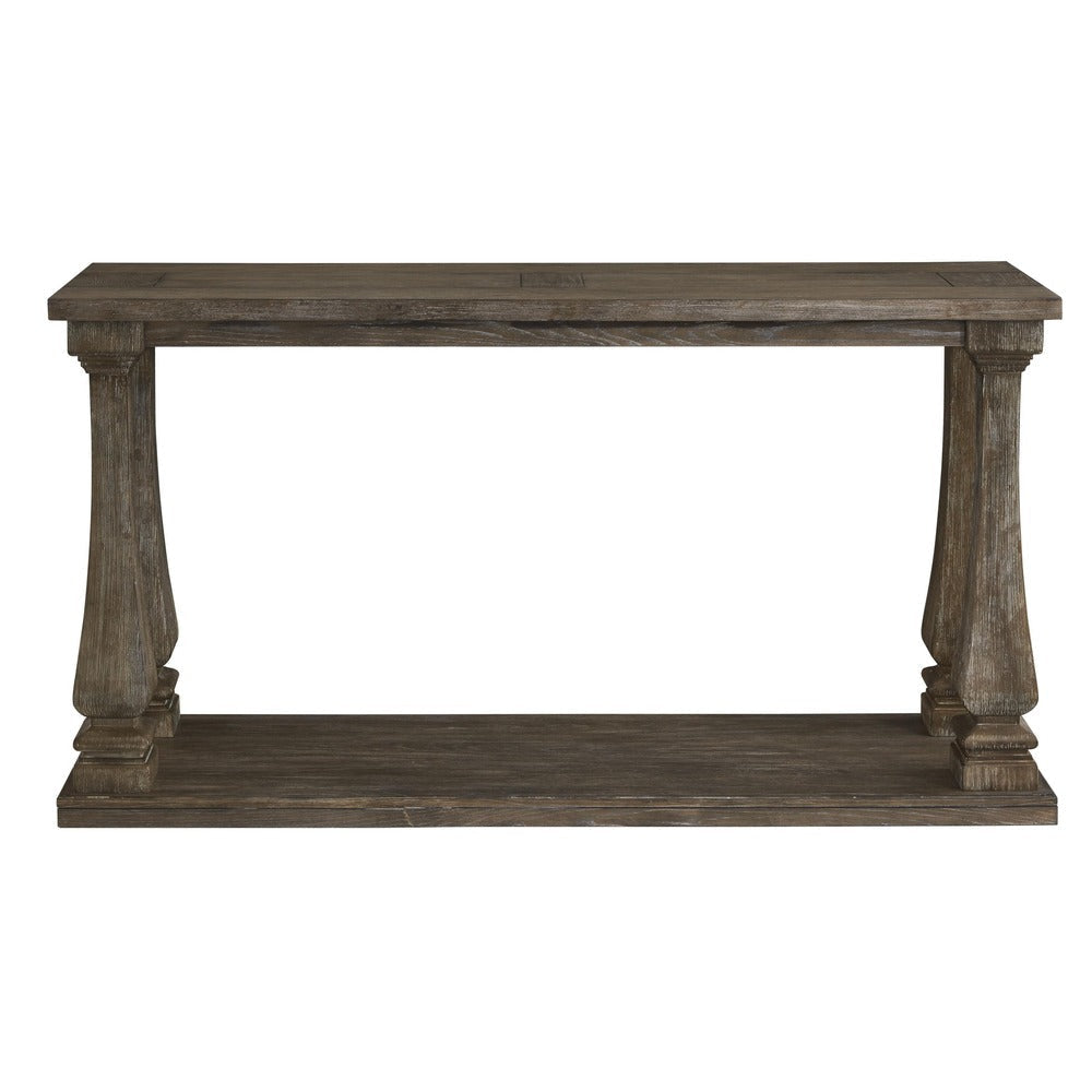 Rectangular Wooden Sofa Table with Square Baluster Legs Gray BM210854