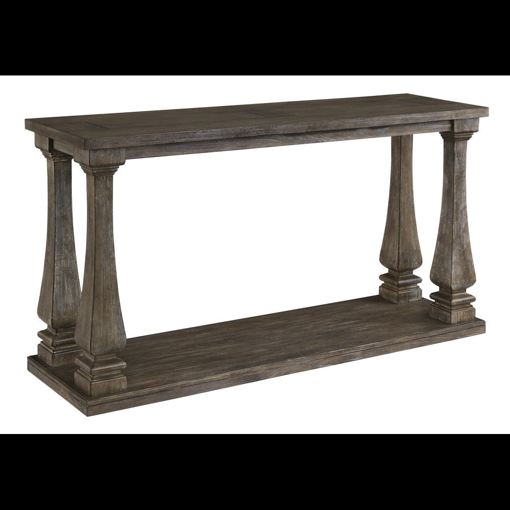 Rectangular Wooden Sofa Table with Square Baluster Legs Gray BM210854