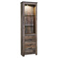 Tall Wooden Pier with 1 Door Cabinet and 2 Adjustable Glass Shelves Brown By Casagear Home BM210896