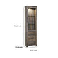 Tall Wooden Pier with 1 Door Cabinet and 2 Adjustable Glass Shelves Brown By Casagear Home BM210896