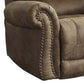 Top Pillow Back Rocker Recliner with Nailhead Trims Light Brown By Casagear Home BM210909