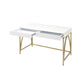 47 2 Drawer Wood Frame Desk With Metal Support White and Gold By Casagear Home BM211100