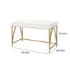 47 2 Drawer Wood Frame Desk With Metal Support White and Gold By Casagear Home BM211100