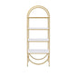 78’ 4 Tier Arc Shape Wood and Metal Bookshelf White and Gold By Casagear Home BM211101