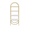 78’ 4 Tier Arc Shape Wood and Metal Bookshelf White and Gold By Casagear Home BM211101