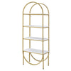 78’ 4 Tier Arc Shape Wood and Metal Bookshelf White and Gold By Casagear Home BM211101