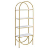 78’ 4 Tier Arc Shape Wood and Metal Bookshelf White and Gold By Casagear Home BM211101