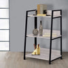 37" 3 Tier Wooden Bookshelf, Washed White and Black By Casagear Home