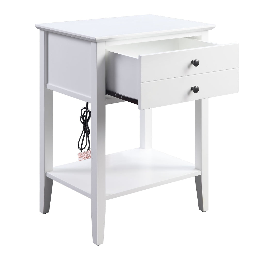 1 Drawer Wooden Side Table With Bottom Shelf White By Casagear Home BM211116