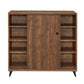 46’ Sliding door Shoe Cabinet With Splayed Legs Oak Brown By Casagear Home BM211129