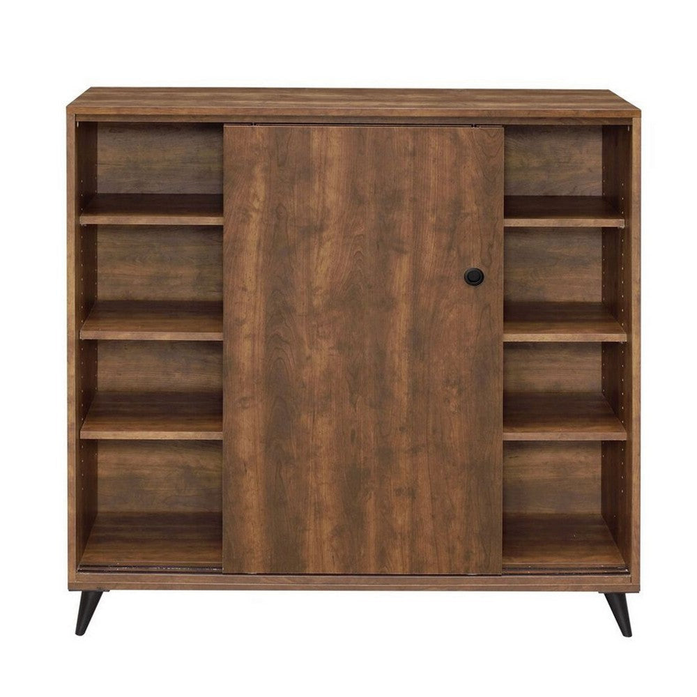 46’ Sliding door Shoe Cabinet With Splayed Legs Oak Brown By Casagear Home BM211129