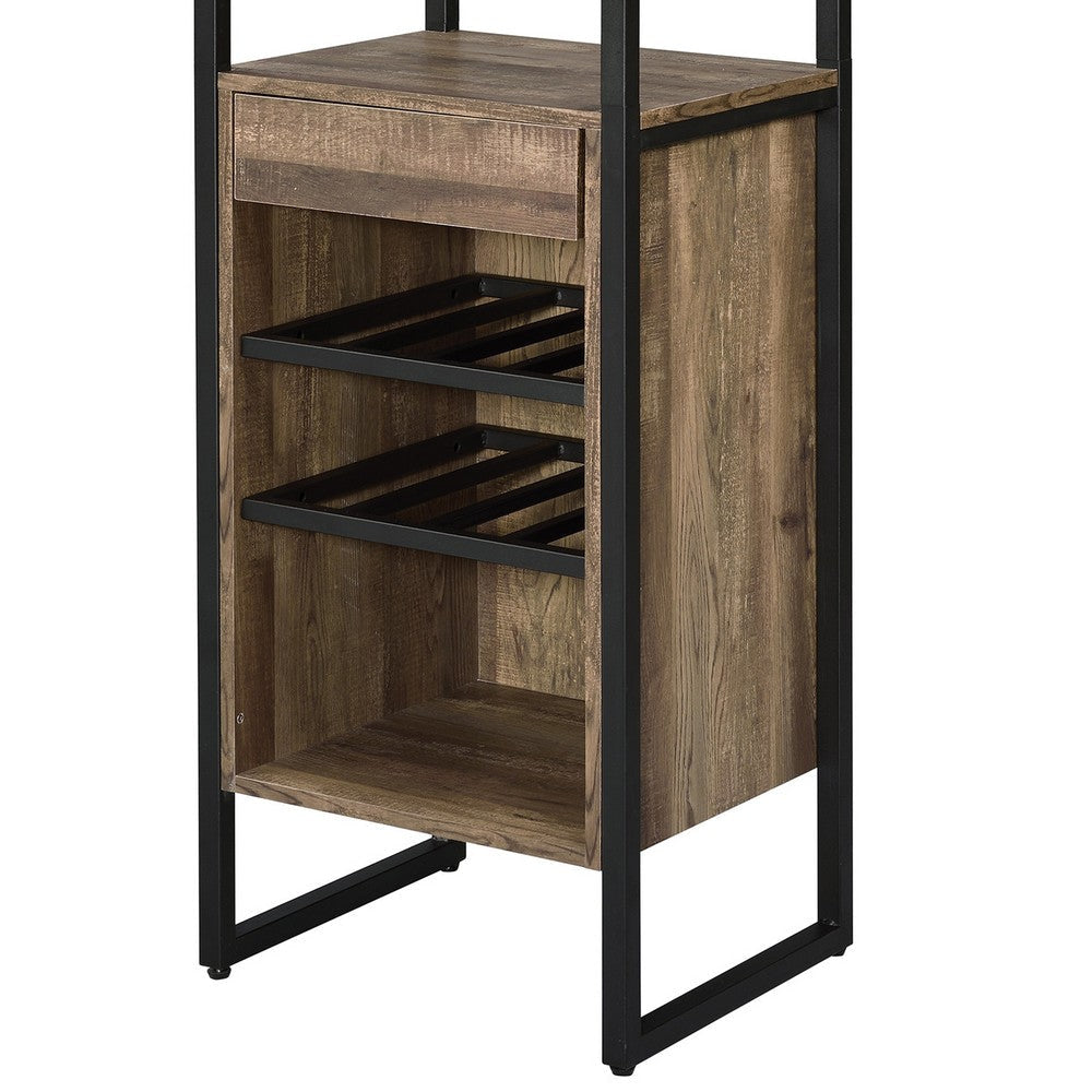 69’ 3 Shelf Wood And Metal Wine Rack Brown And Black By Casagear Home BM211138