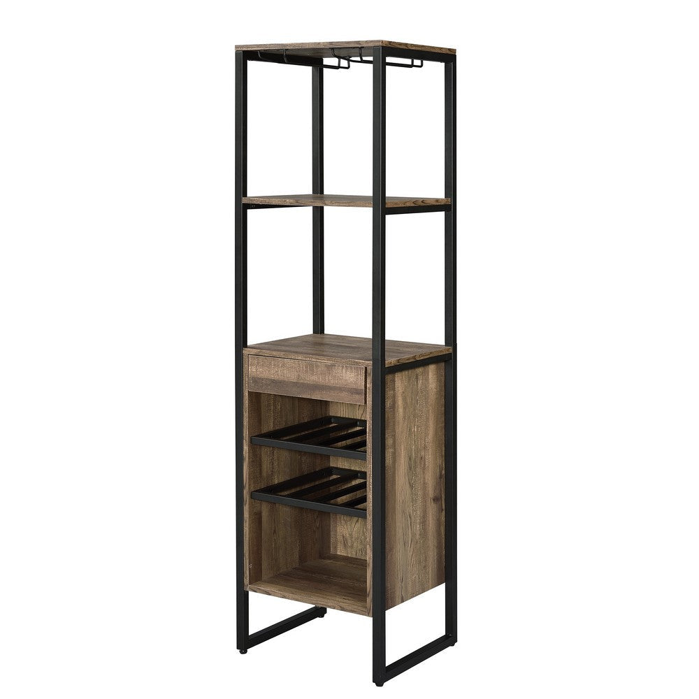 69’ 3 Shelf Wood And Metal Wine Rack Brown And Black By Casagear Home BM211138