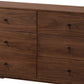 6 Drawer Wooden Dresser with Knob Handles and Tapered Legs Brown By Casagear Home BM211196