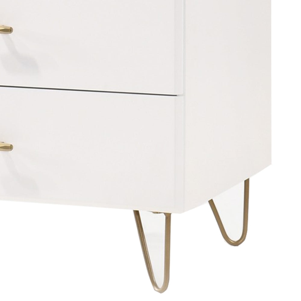 51 6-Drawer Double Dresser with Hairpin Legs White By Casagear Home BM211214