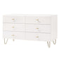 51 6-Drawer Double Dresser with Hairpin Legs White By Casagear Home BM211214