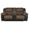 Leatherette Upholstered Recliner Loveseat with Cup Holders Brown By Casagear Home BM213147