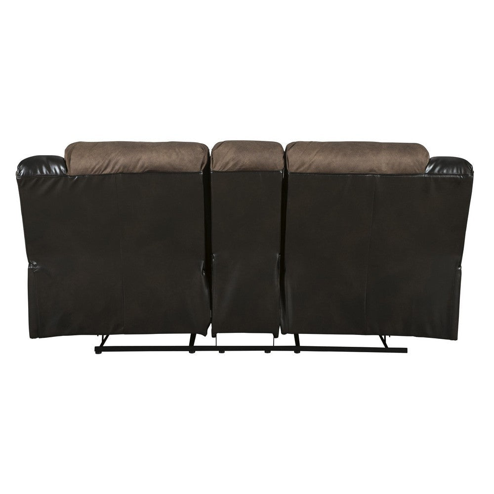 Leatherette Upholstered Recliner Loveseat with Cup Holders Brown By Casagear Home BM213147