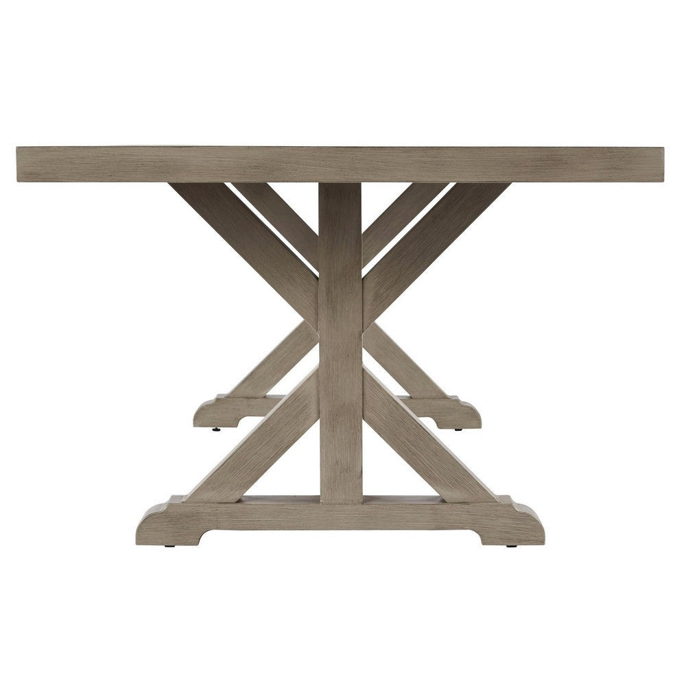 Rectangular Aluminum Frame Outdoor Dining Table with X Shaped Legs Beige By Casagear Home BM213161